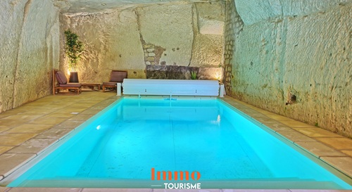 piscine troglodytique des Chambres d’hôtes et troglodyte à vendre entre Beauval et Châteaux de la Loire