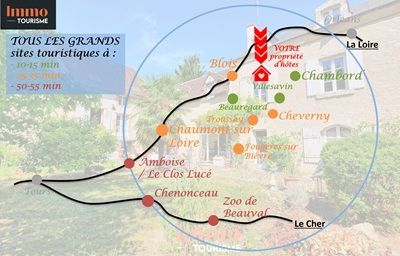 situation géographique de la Propriété à vendre près Chambord en Loir-et-Cher