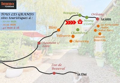 situation géographique des Chambres d’hôtes et gîtes à vendre près Chambord