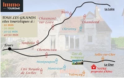 emplacement des Chambres d’hôtes ou gîte à vendre près Beauval et châteaux de la Loire 