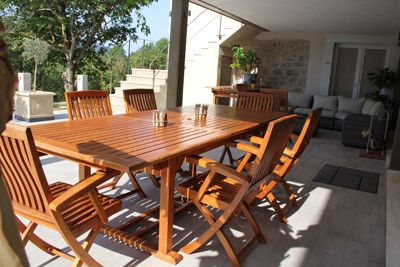 Terrasse des Gîtes et chambres d'hôtes à vendre proche de Limoux et Carcassonne dans l'Aude