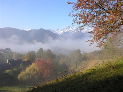 Vue sur le Hameau avec 2 gîtes à vendre à Oust en Ariège