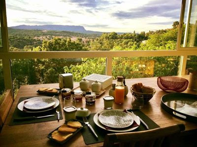 vue sur la nature depuis le petit déjeuner des Chambres d'hôtes à vendre à Venelles dans les Bouches-du-Rhône