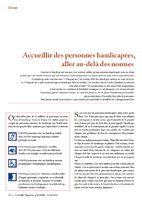 Dossier Accueillir des personnes handicapées,
aller au-delà des normes