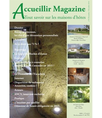 Le numéro 54 novembre / décembre 2014 d'Accueillir Magazine